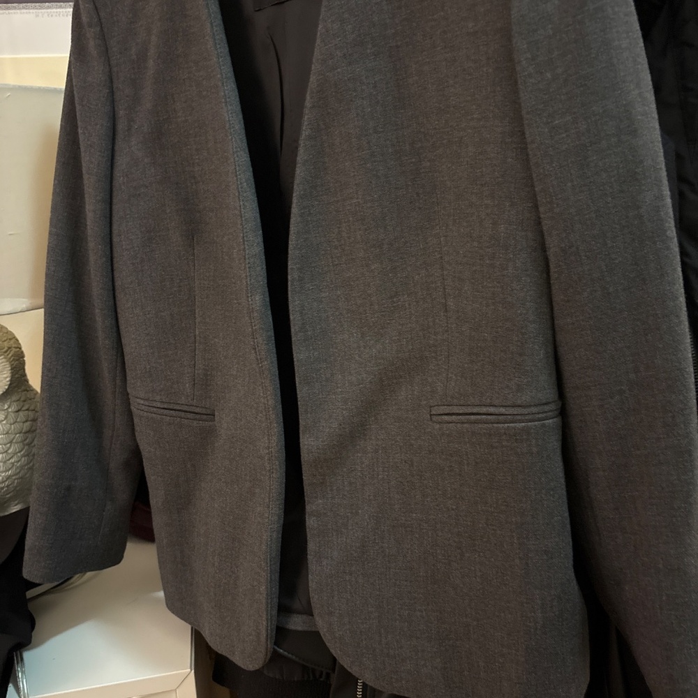 Mng By Mango Charcoal Grey Open-Front Blazer Size… - image 3